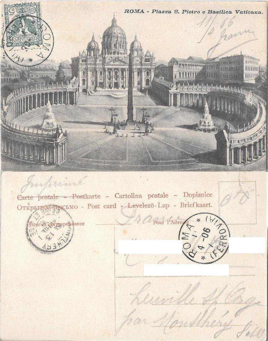 Roma. Piazza S. Pietro e Basilica Vaticana. Viaggiata 1903