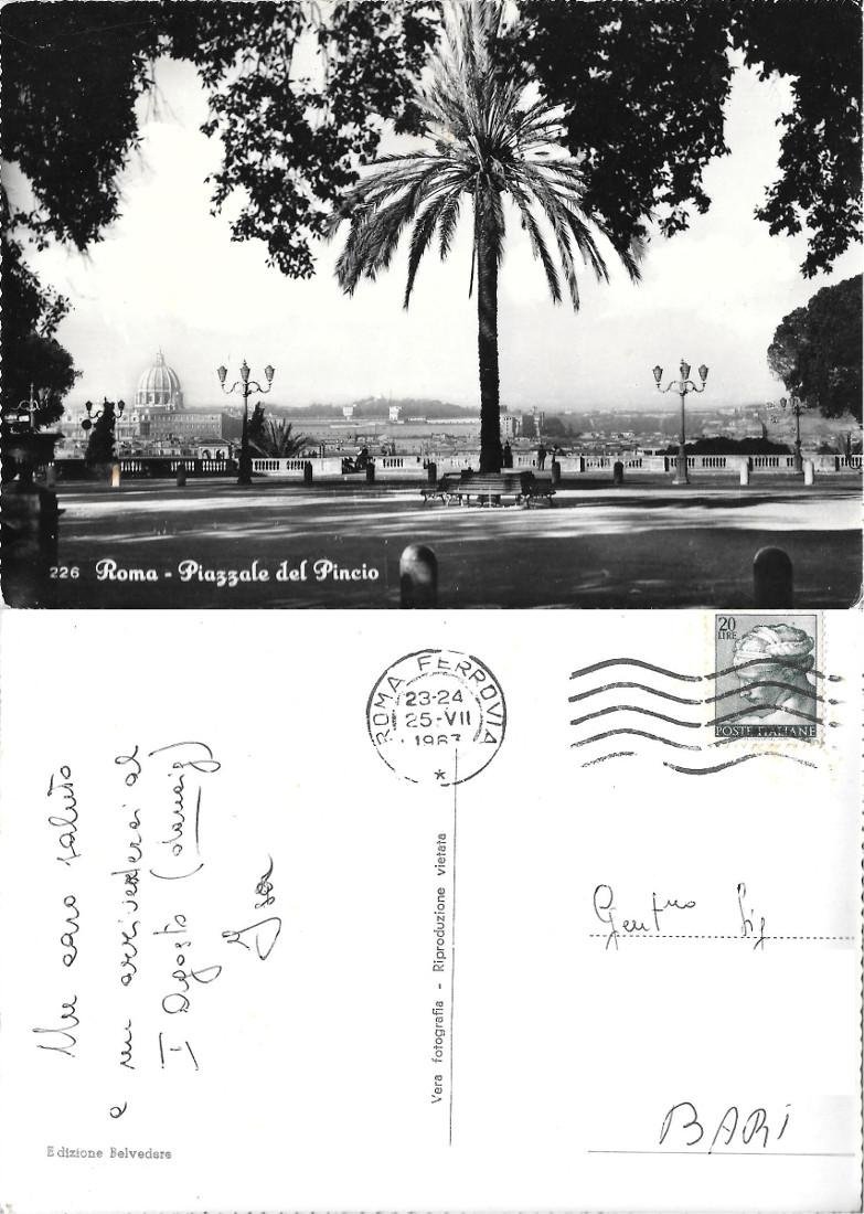 Roma. Piazzale del Pincio. Viaggiata 1963