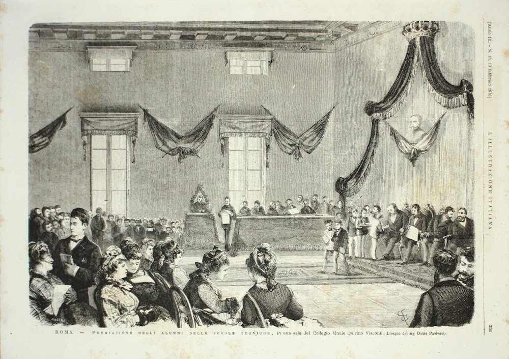 Roma. Premiazione degli alunni delle scuole tecniche. Stampa 1876