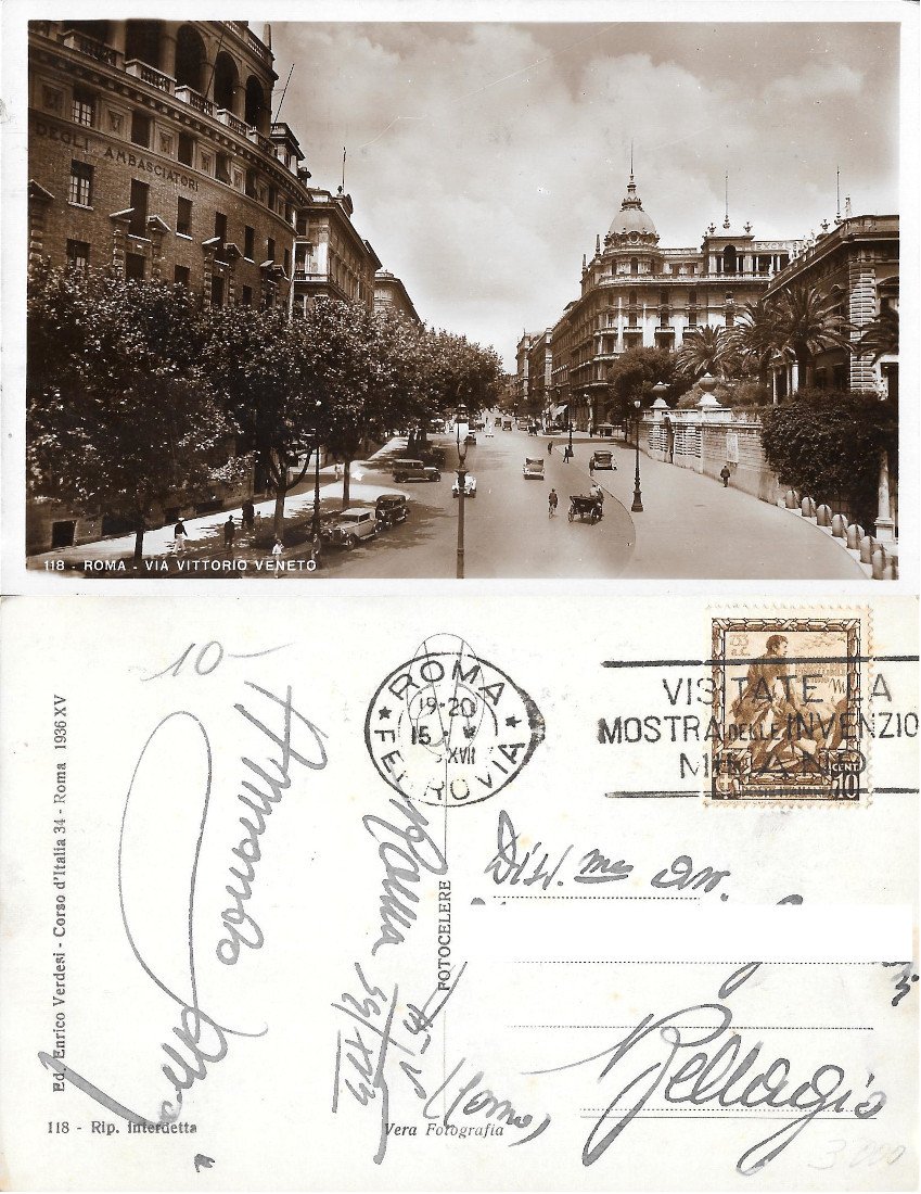 Roma. Via Vittorio Veneto. Viaggiata 1939