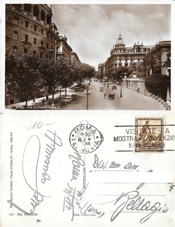 Roma. Via Vittorio Veneto. Viaggiata 1939