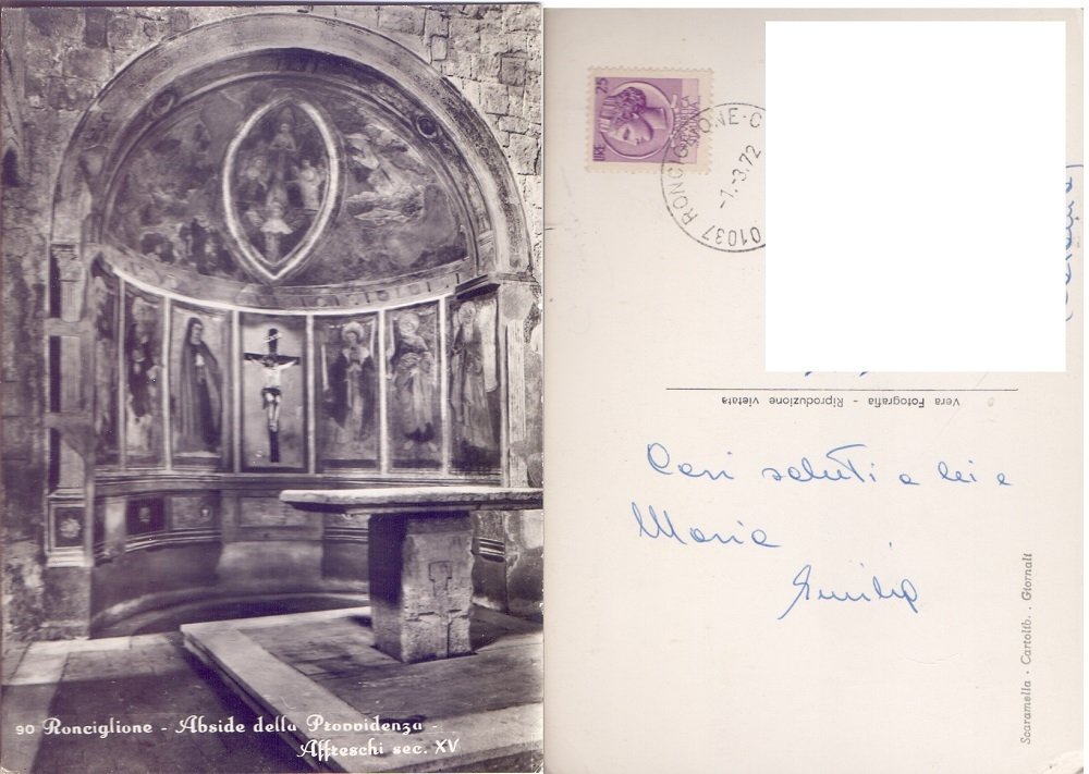 Ronciglione (VT). Abside dela Provvidenza. Affreschi del XV sec.. Viaggiata …