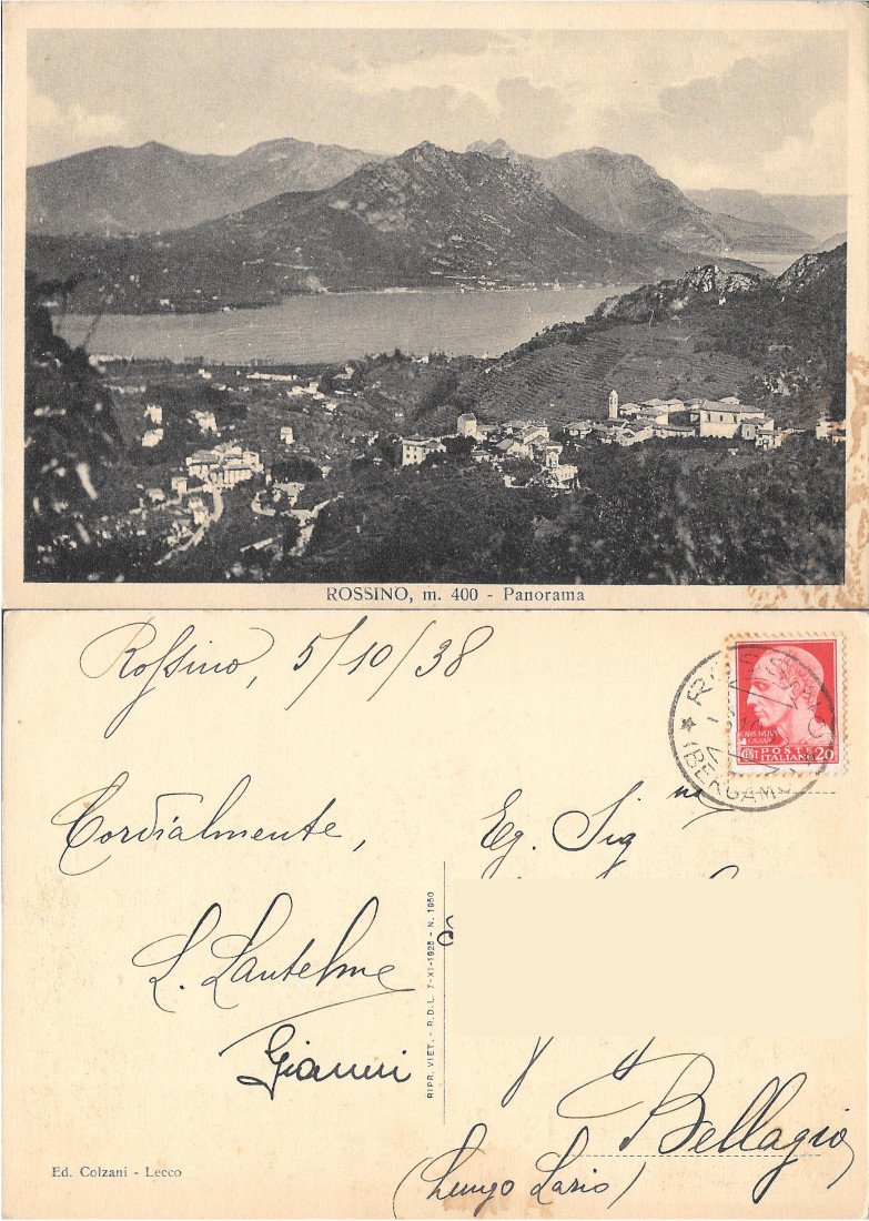 Rossino (LC). Panorama. Viaggiata 1938