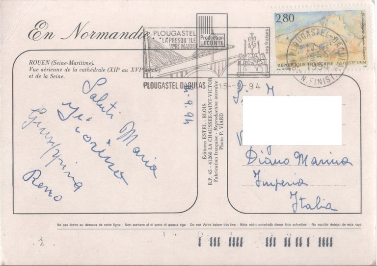 Rouen . Vue aerienne. Viaggiata 1994