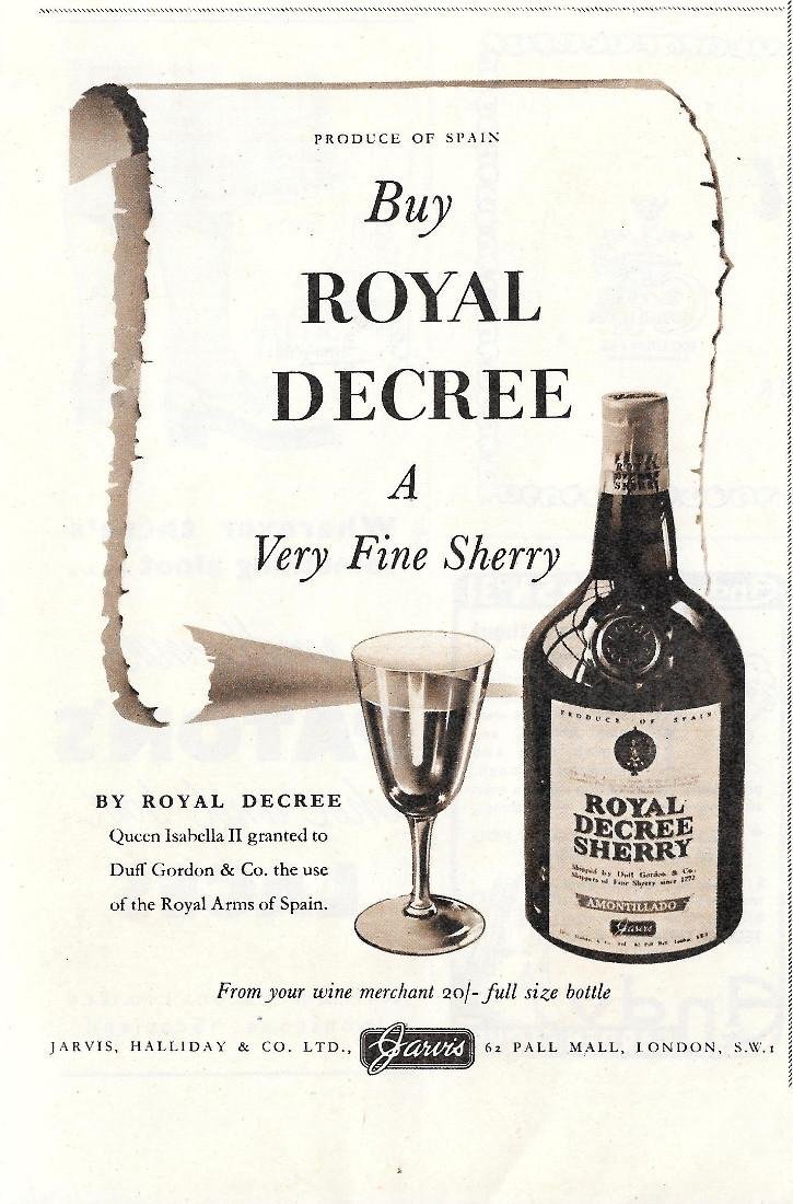 Royal Decree Sherry. Pubblicità 1951