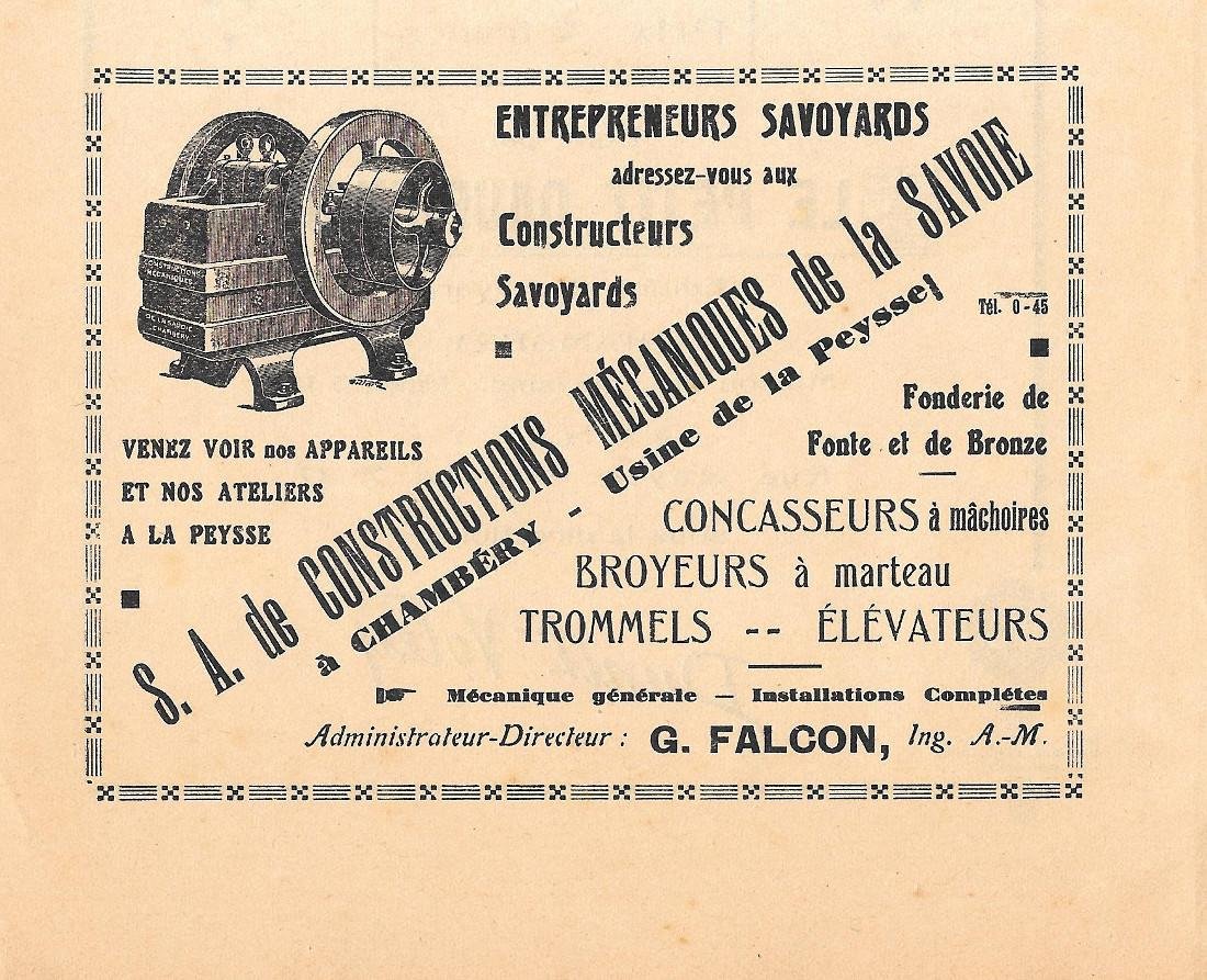 S.A. de Constructions Mécaniques de la Savoie, Chambery. Pubblicita 1932