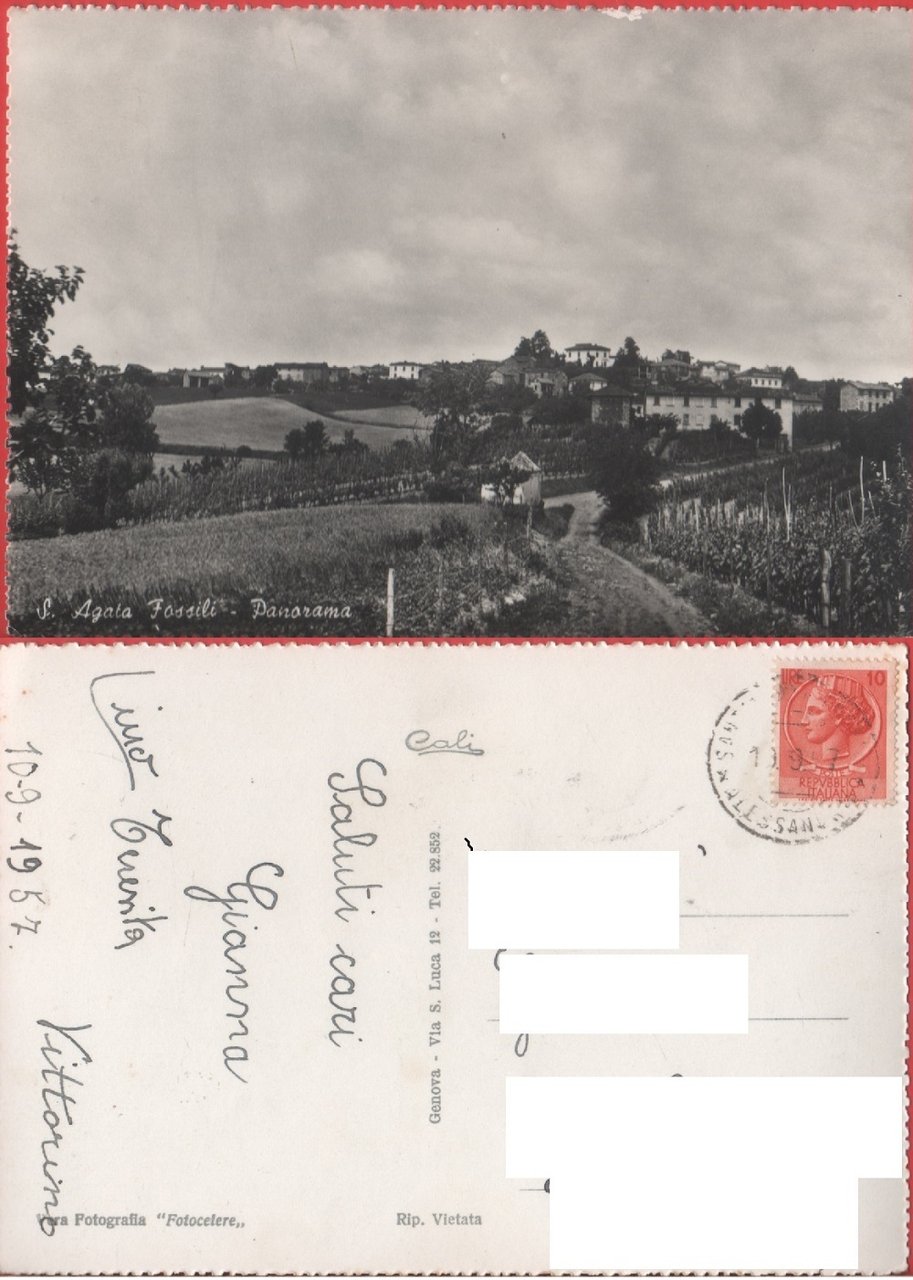 S. Agata Fossili (AL). Panorama. Viaggiata 1957