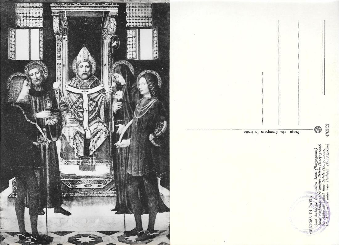 S. Ambrogio fra quattro Santi (Borgognone). Certosa di Pavia. Non …