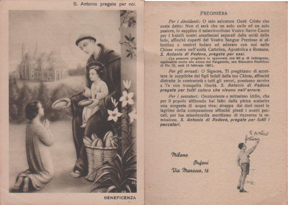 S. Antonio pregate per noi. Non viaggiata