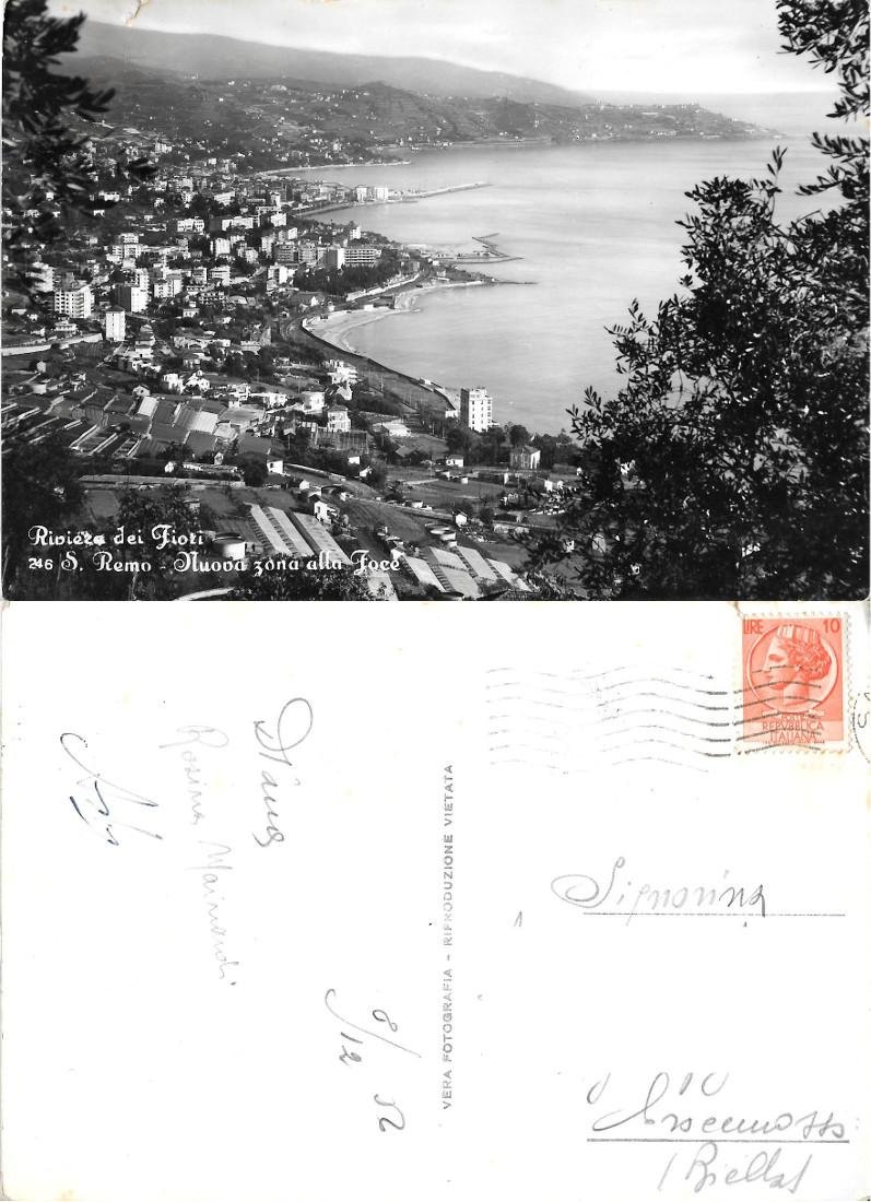 S. Remo. Nuova zona alla Foce. Viaggiata 1956