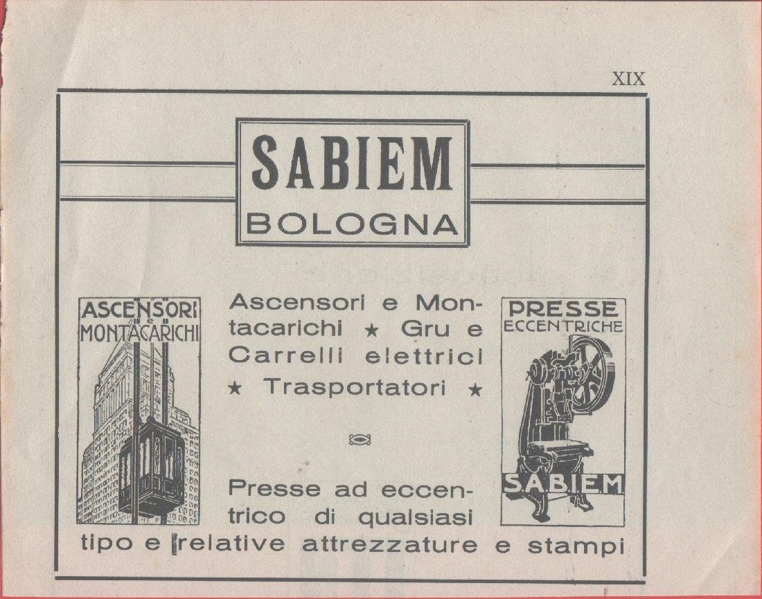 SABIEM Bologna. Pubblicità 1936