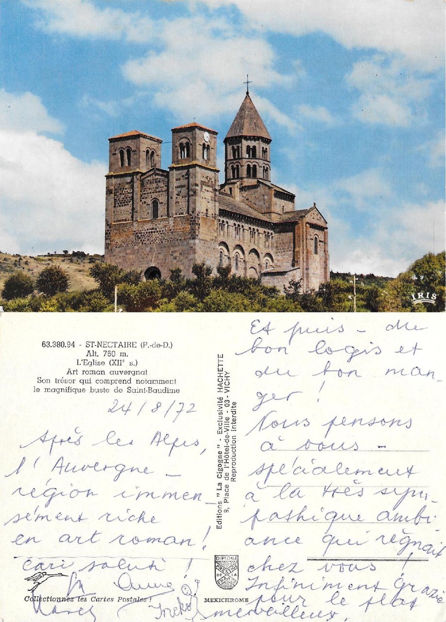 Saint Nectaire (F). L'eglise. Viaggiata 1972