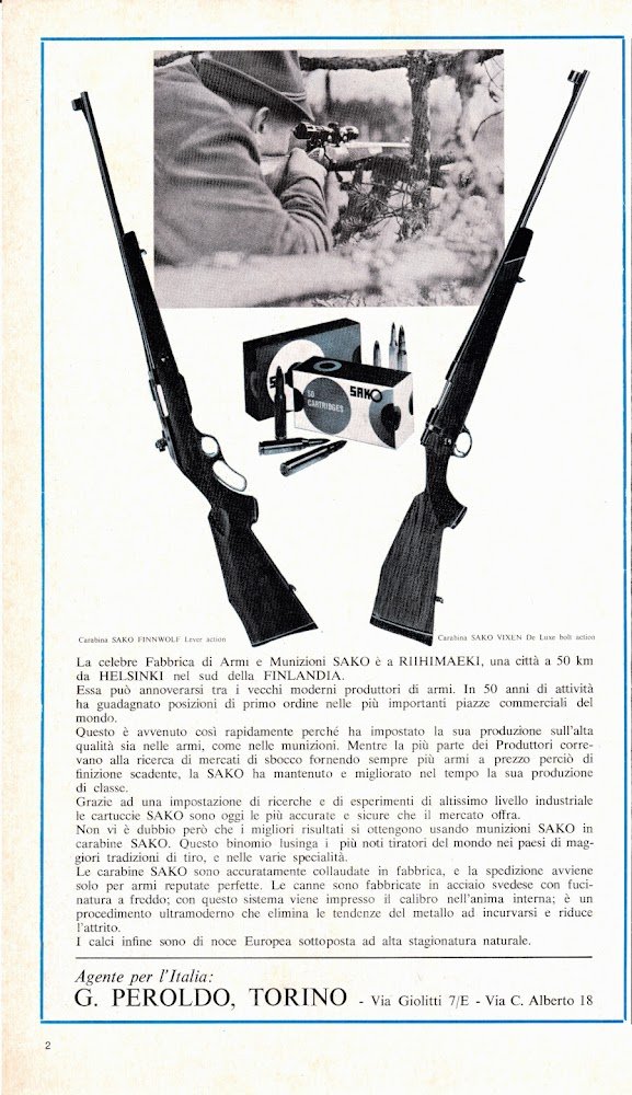 Sako. Fabbrica di armi e munizioni. Advertising 1969