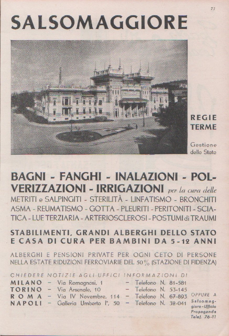 Salsomaggiore. Regie Terme. Advertising 1937