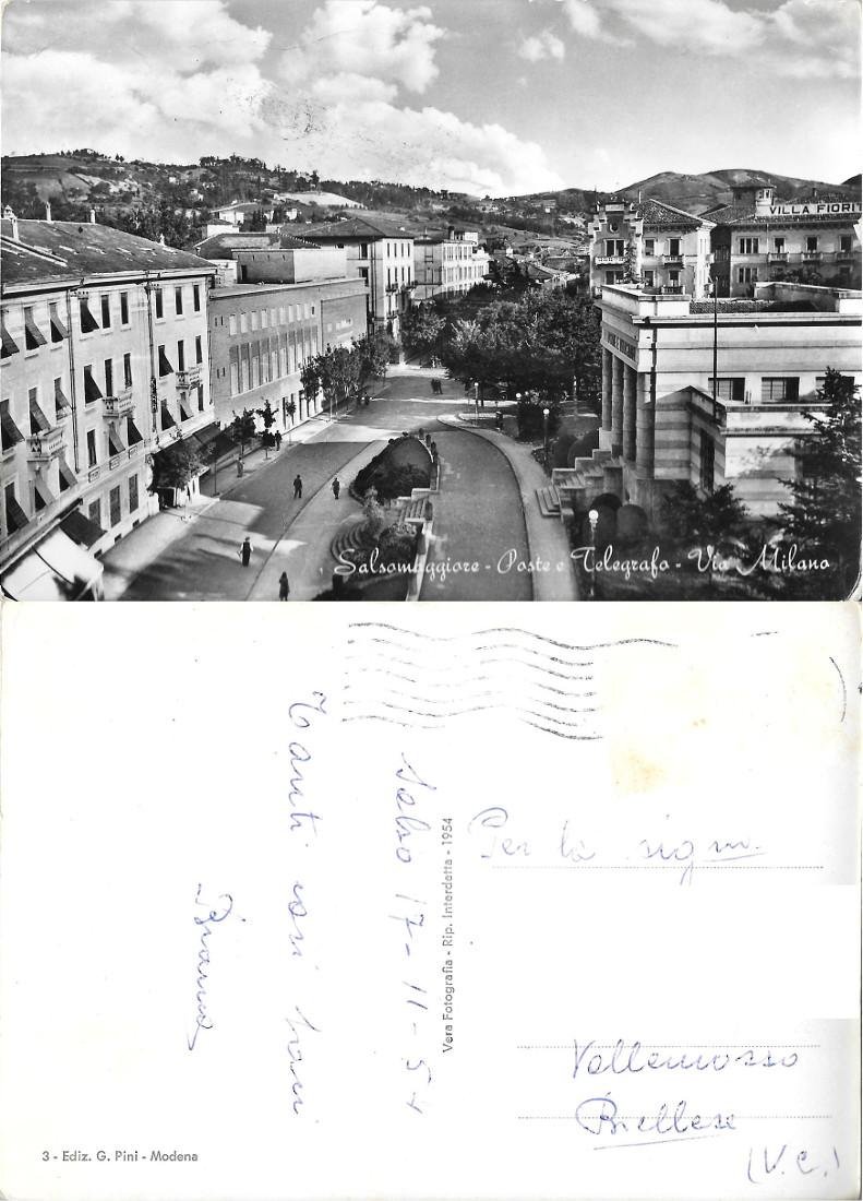 Salsomaggiore Terme. Poste e Telegrafo. Via Milano. Viaggiata 1954