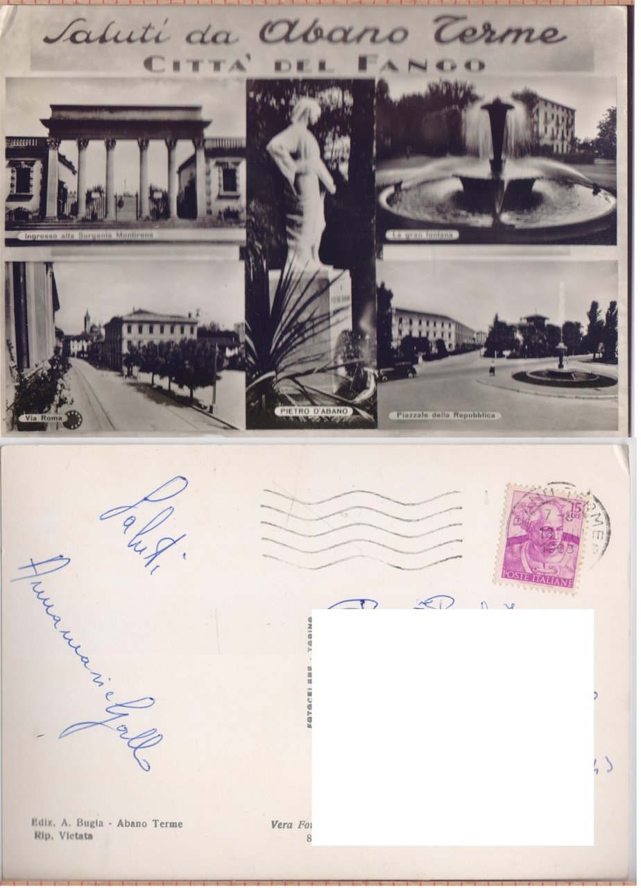 Saluti da Abano Terme (PD). Città del fango. Viaggiata