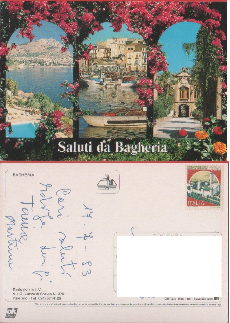 Saluti da Bagheria. Affrancata.