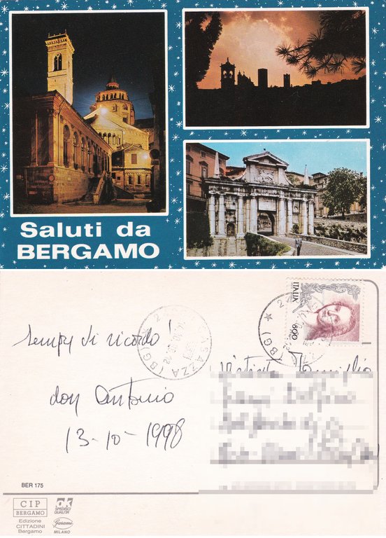 Saluti da Bergamo.  Viaggiata
