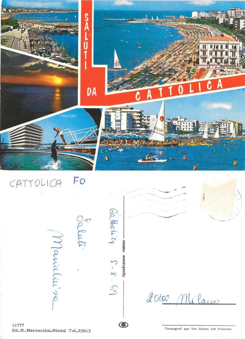 Saluti da Cattolica. Viaggiata 1969