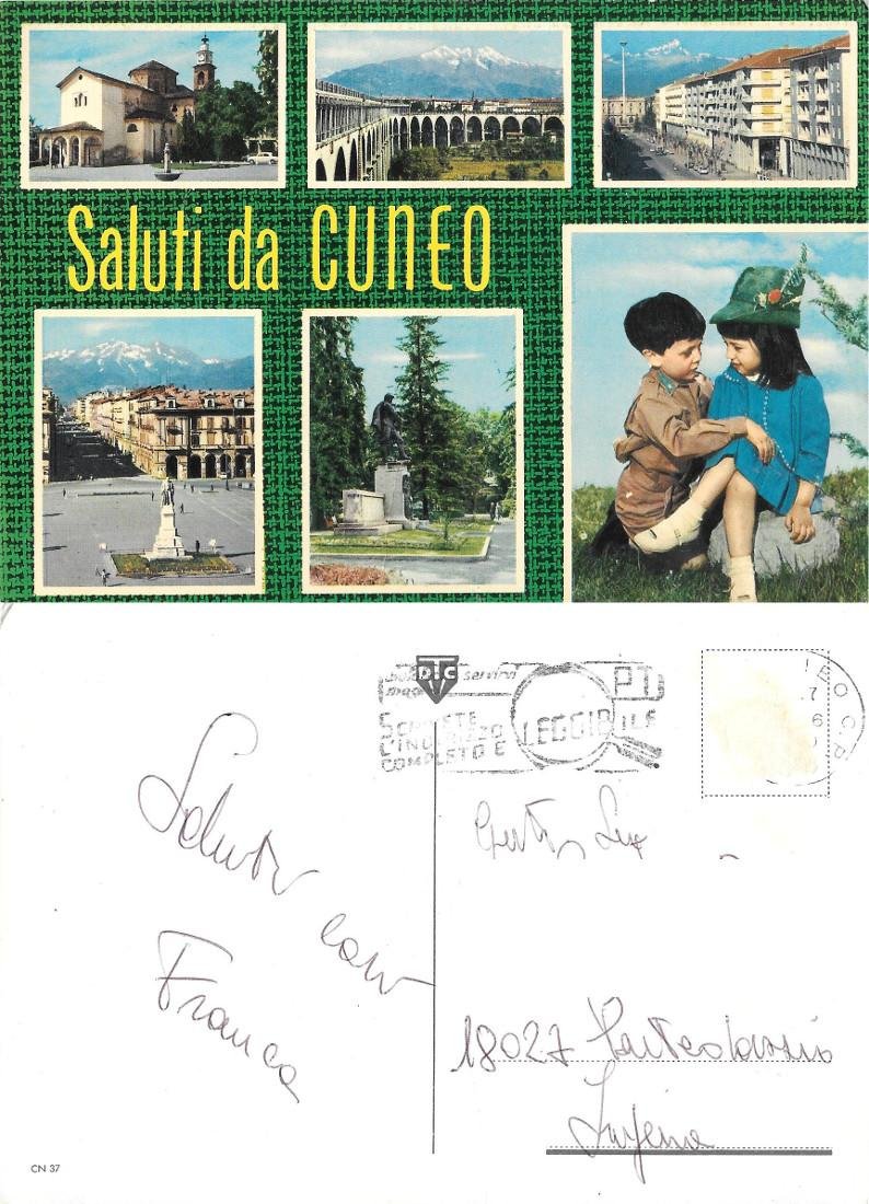 Saluti da Cuneo. Viaggiata