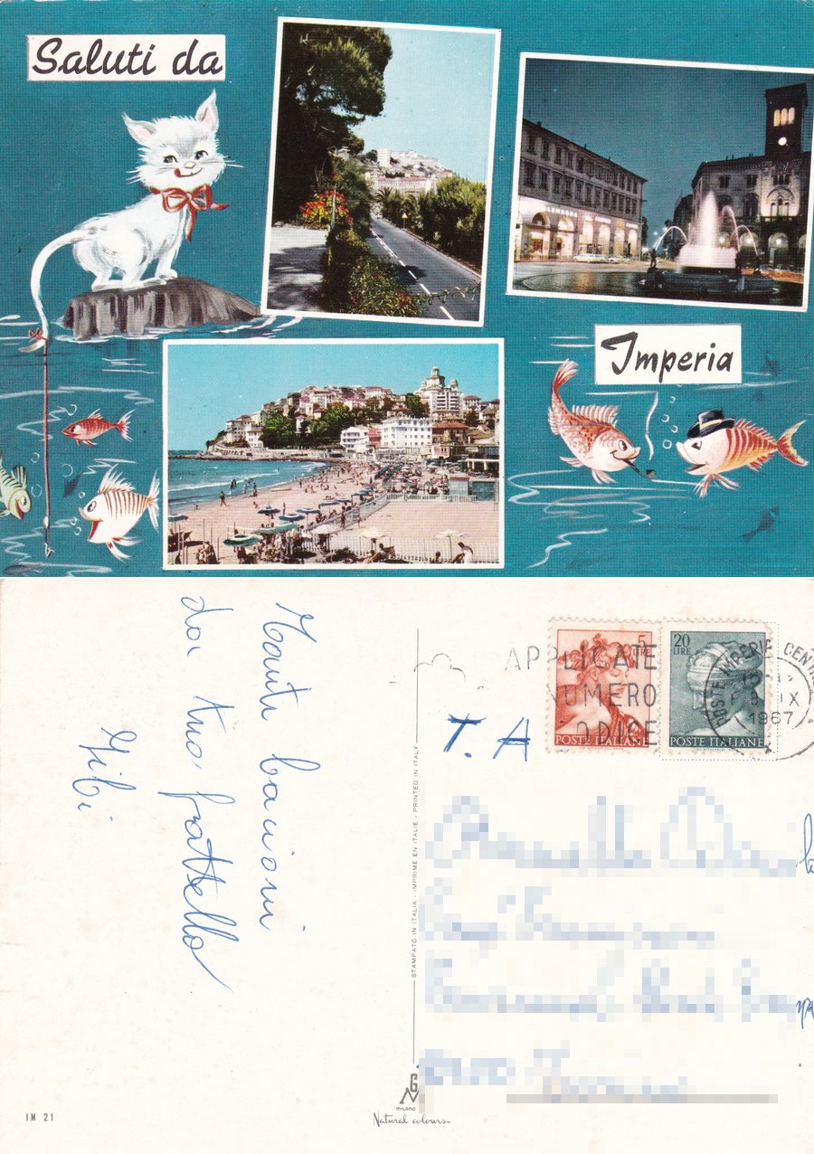 Saluti da Imperia. Viaggiata 1967