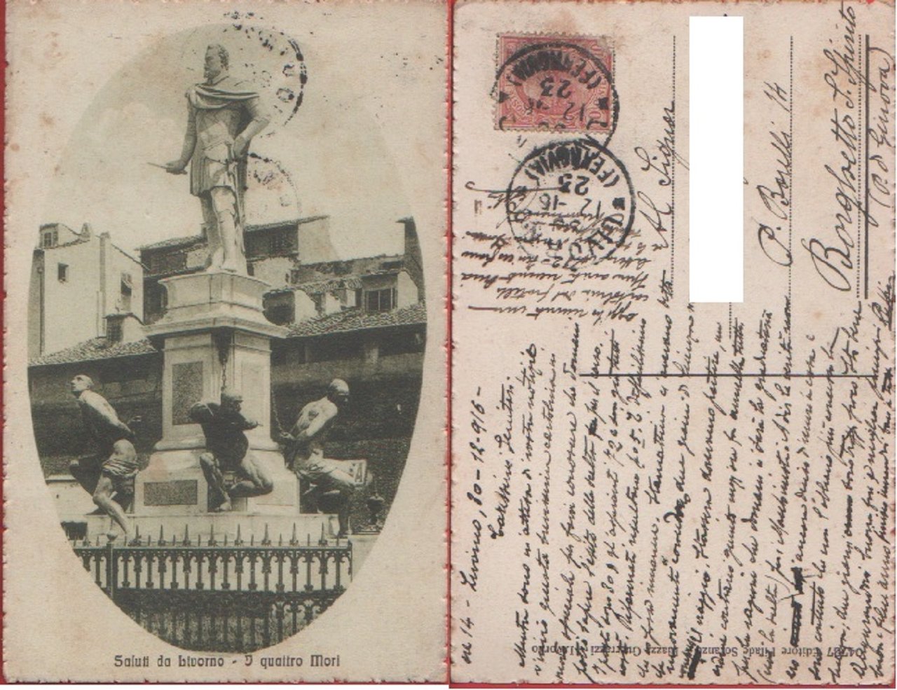 Saluti da Livorno. I quattro mori - Viaggiata 1916