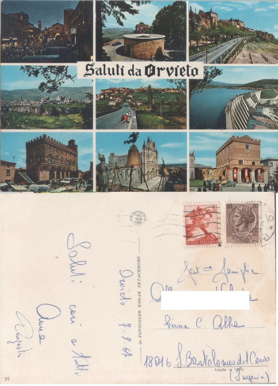 Saluti da Orvieto. Vedutine. Viaggiata 1967