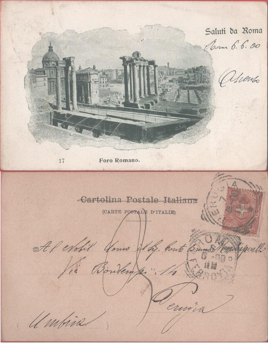 Saluti da Roma. Foro romano. Viaggiata 1900