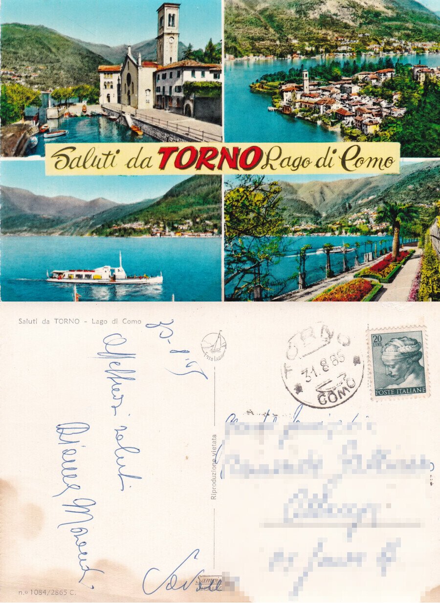 Saluti da Torno. Lago di Como - Viaggiata 1965