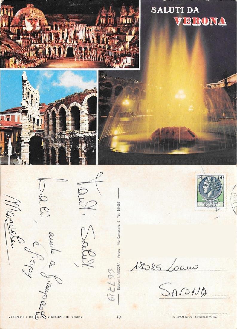 Saluti da Verona. Viaggiata