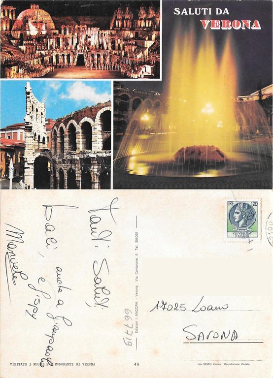 Saluti da Verona. Viaggiata