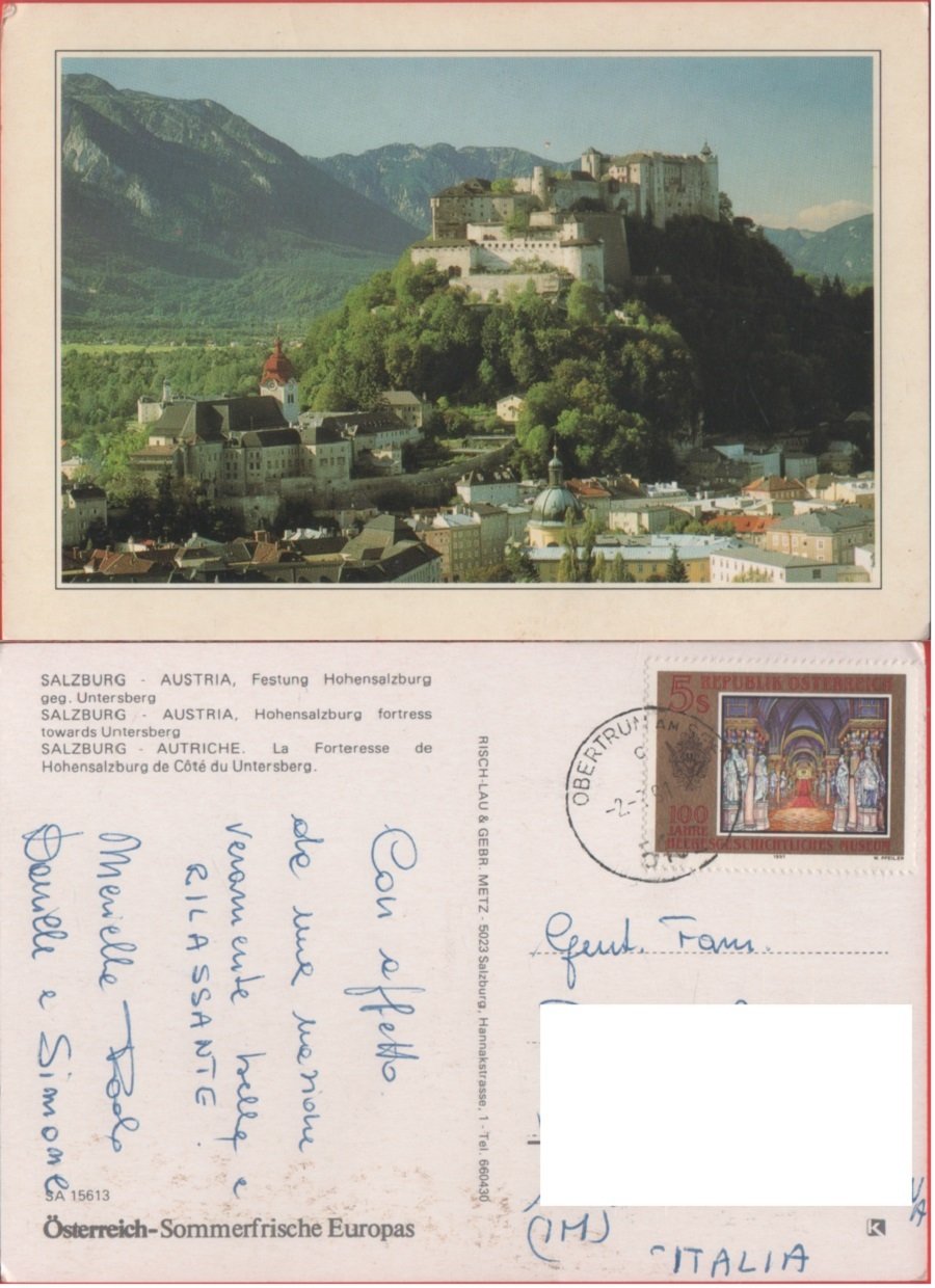 Salzburg. Festung Hohensalzburg geg. Untersberg. Viaggiata 1991