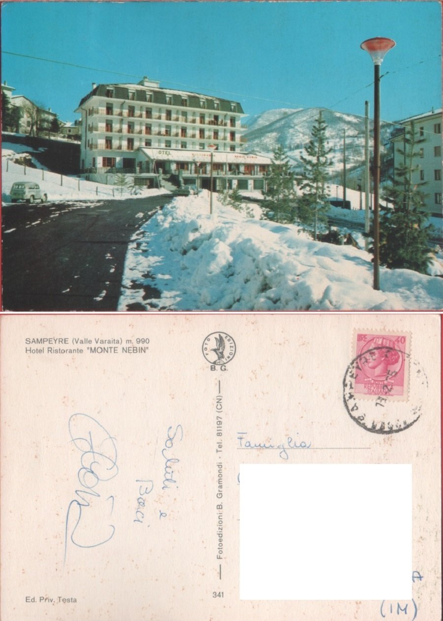 Sampeyre (CN). Hotel Ristorante Monte Nebin. Viaggiata 1975