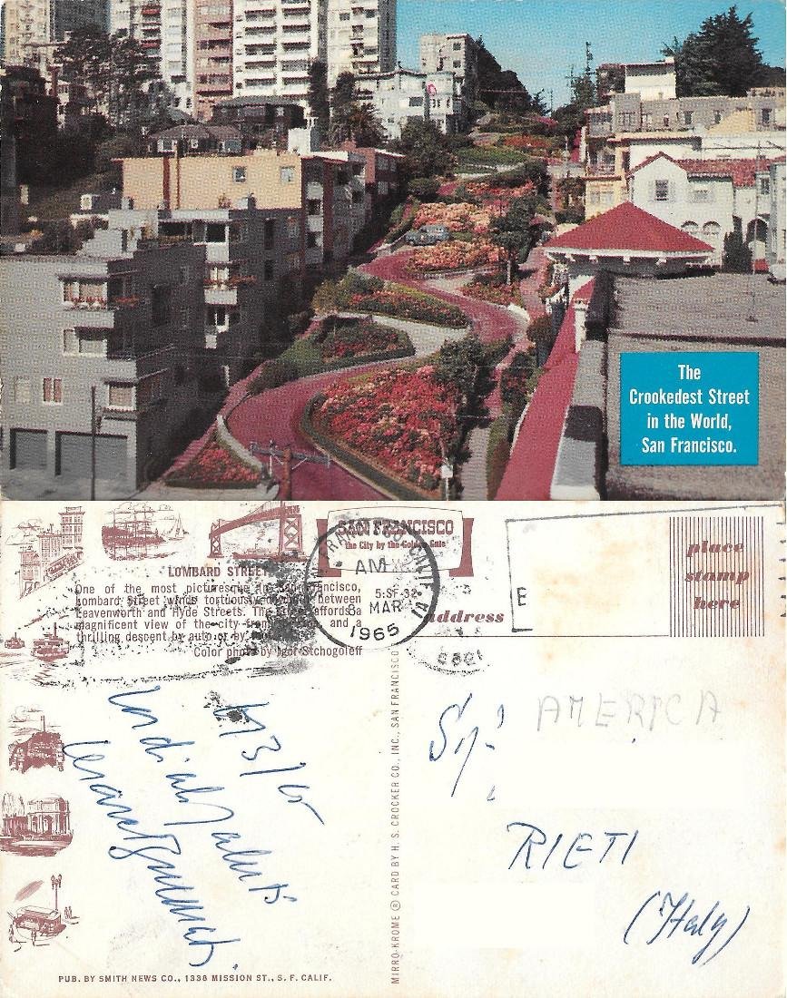 San Francisco. Lombard Street. Viaggiata 1965