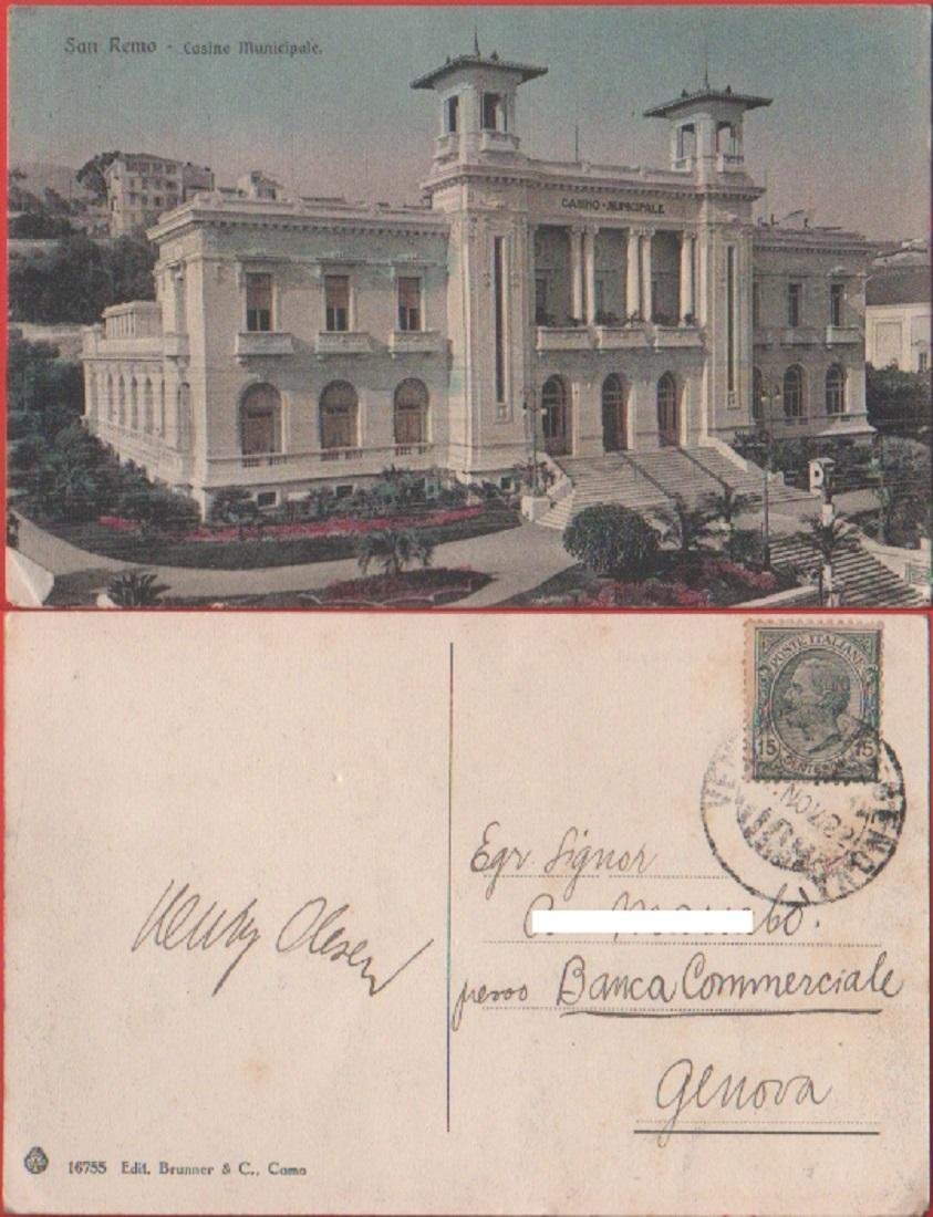 San Remo. Casinò Municipale. Viaggiata 1922