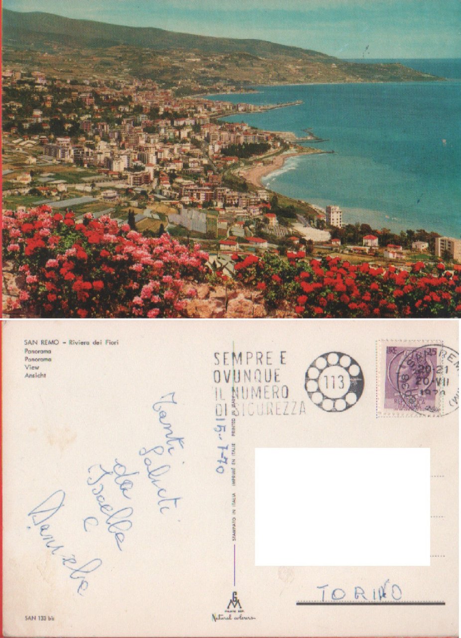 San Remo. Panorama. Viaggiata 1970