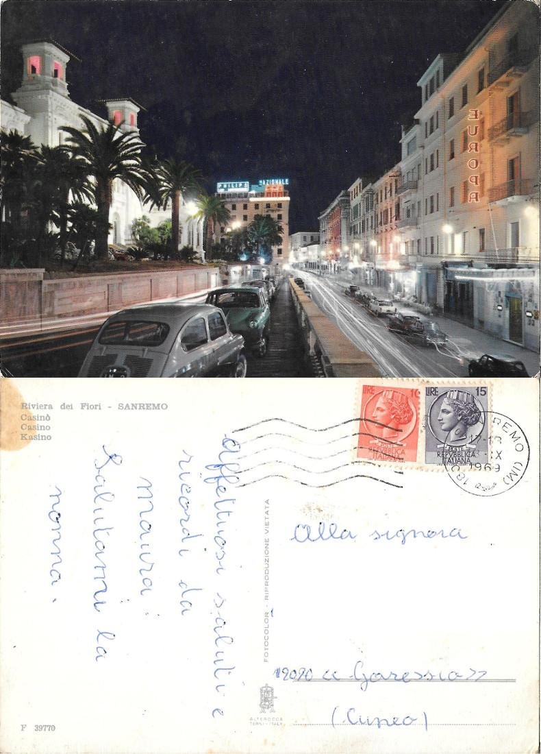 Sanremo. Casinò. Ed. Altercocca. Viaggiata 1969 auto