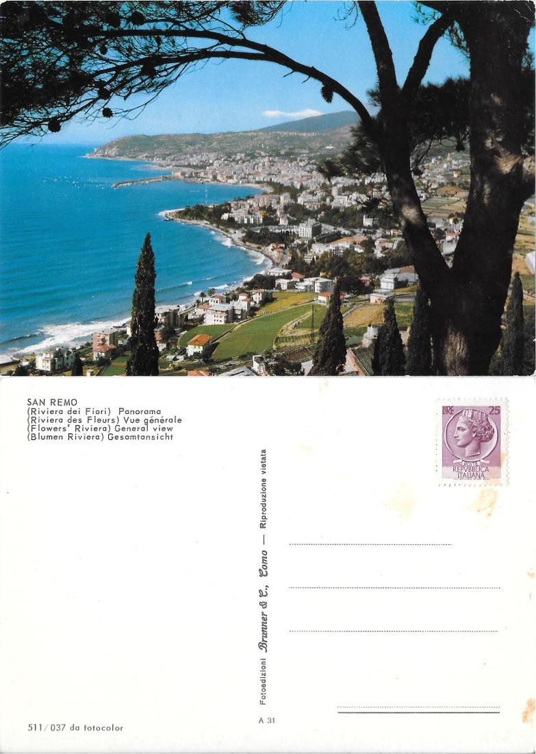 Sanremo (Riviera dei fiori). Panorama. Non viaggiata