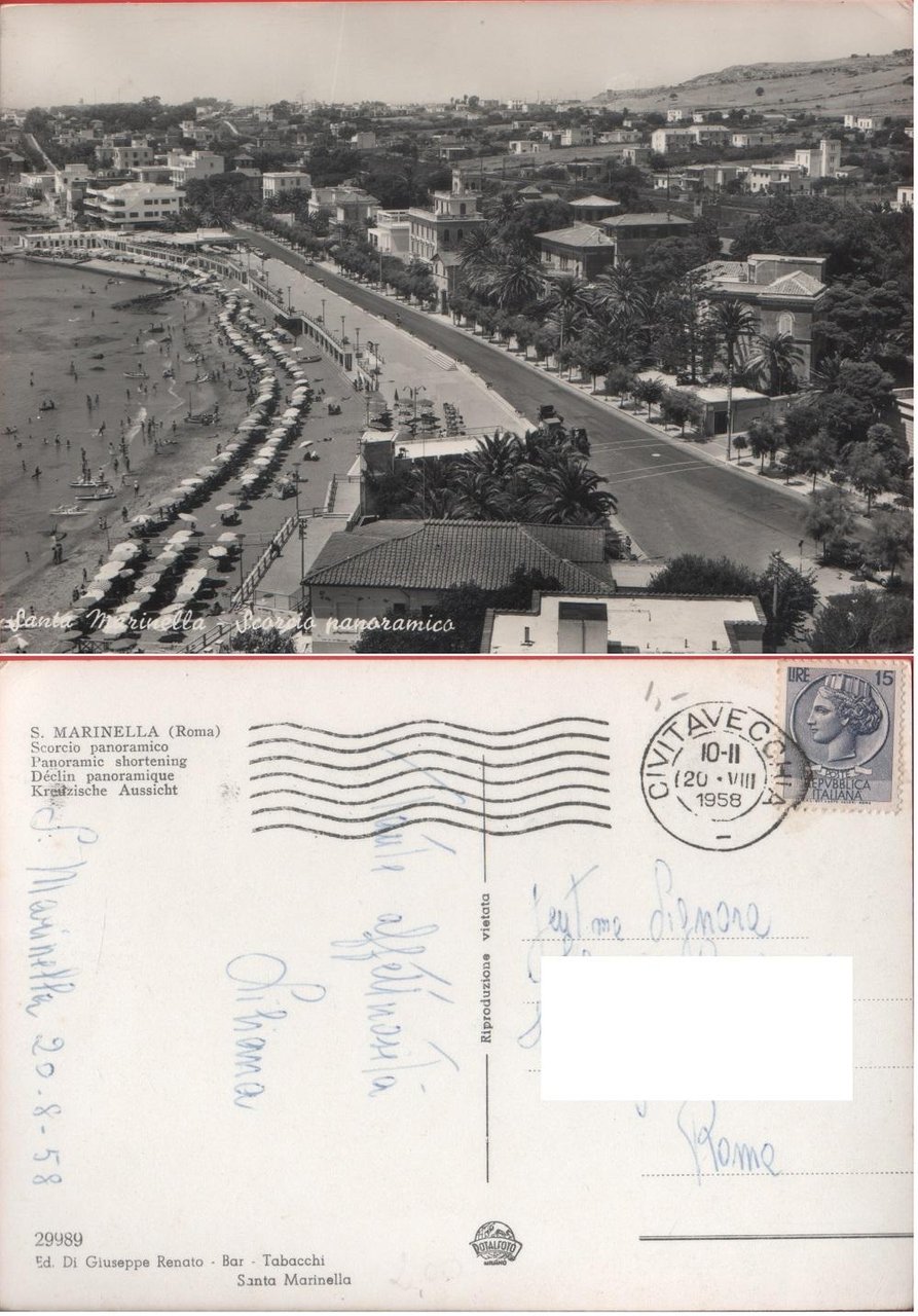 Santa Marinella. Scorcio panoramico. Viaggiata 1958