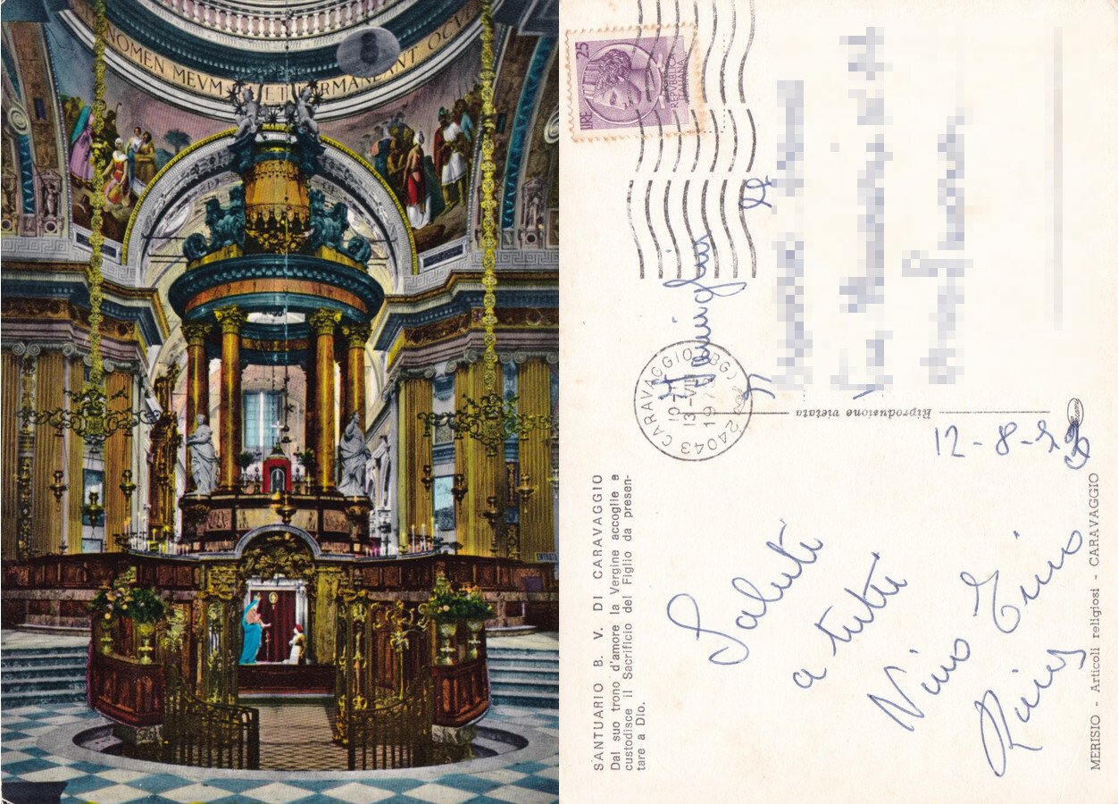 Santuario B.V. di Caravaggio (BG). Viaggiata 1973