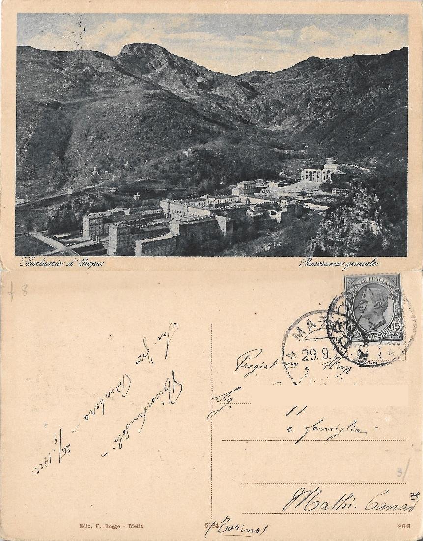 Santuario di Oropa. Panorama generale. Viaggiata 1922