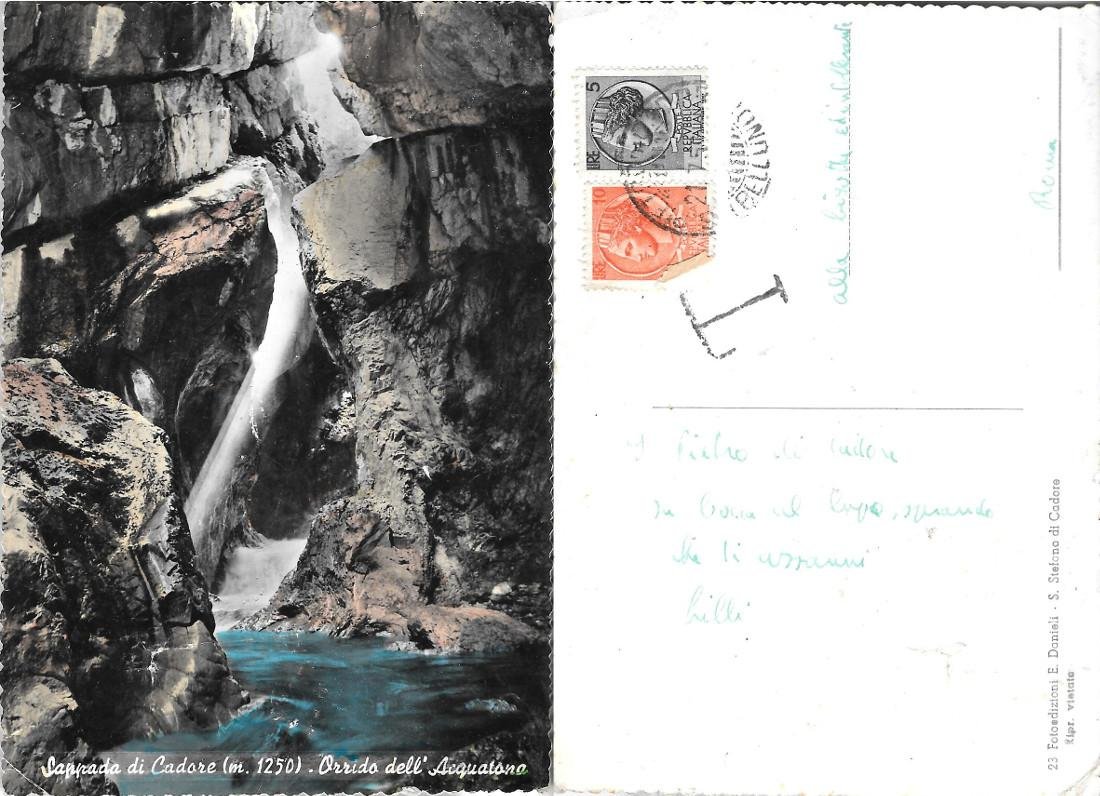 Sappada di Cadore. Orrido dell'Acquatona. Viaggiata 1959