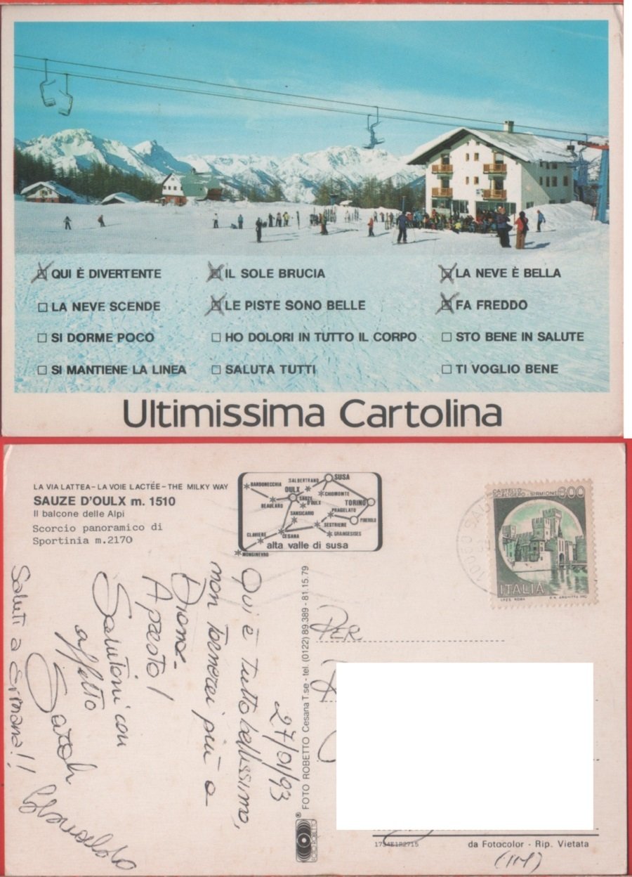 Sauze d'Oulx. Scorcio panoramico. Viaggiata 1993