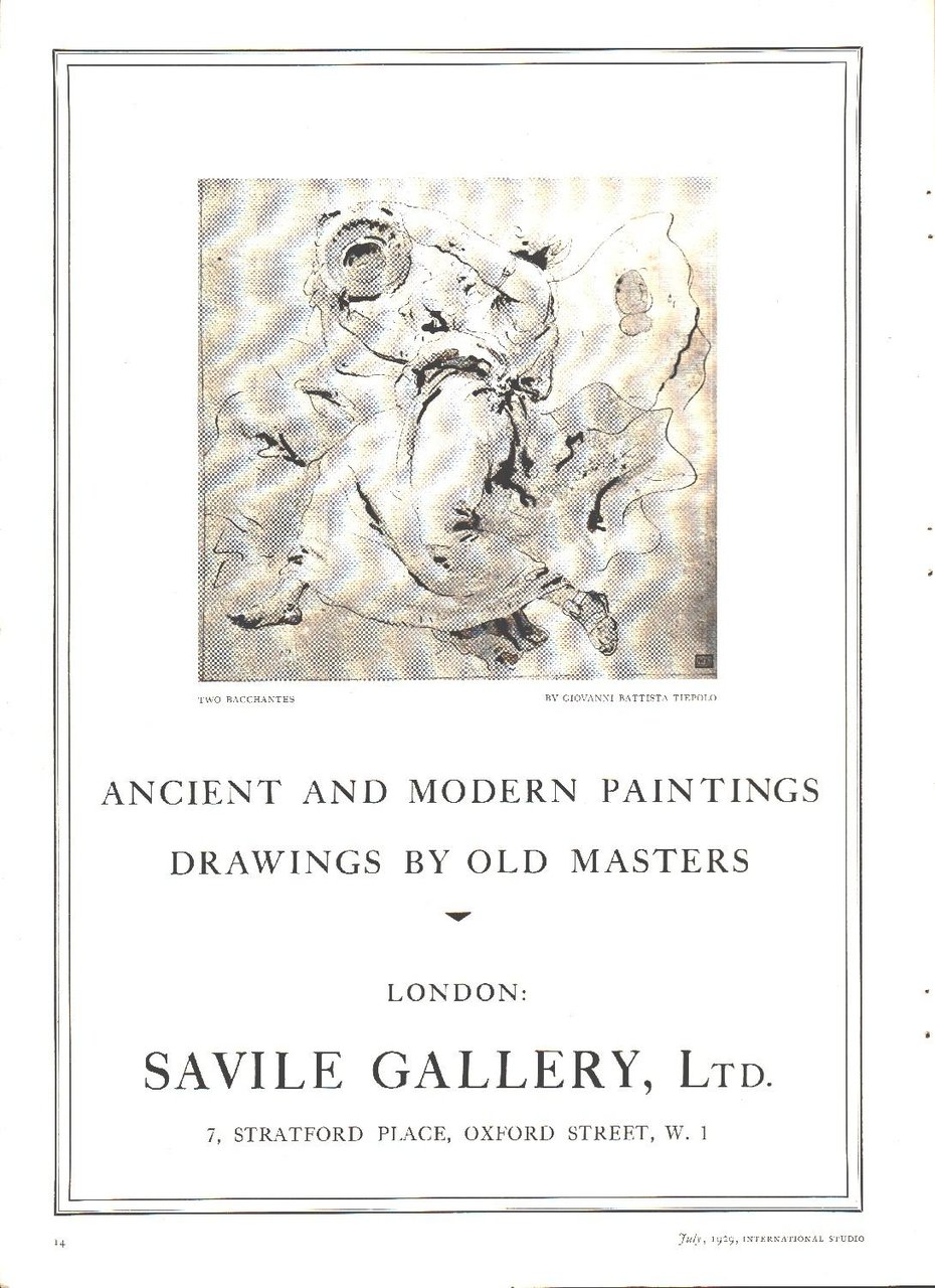 Saville Gallery, London. Pubblicità 1930