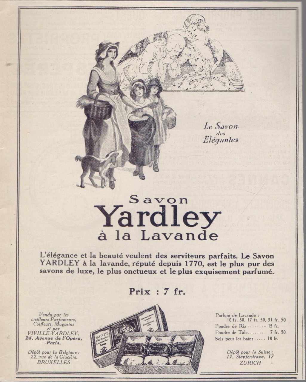Savon Yardley a la lavande Paris. Advertising 1926