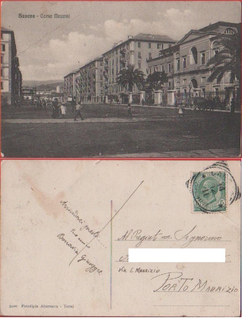 Savona. Corso Mazzini. Viaggiata 1911. Animata