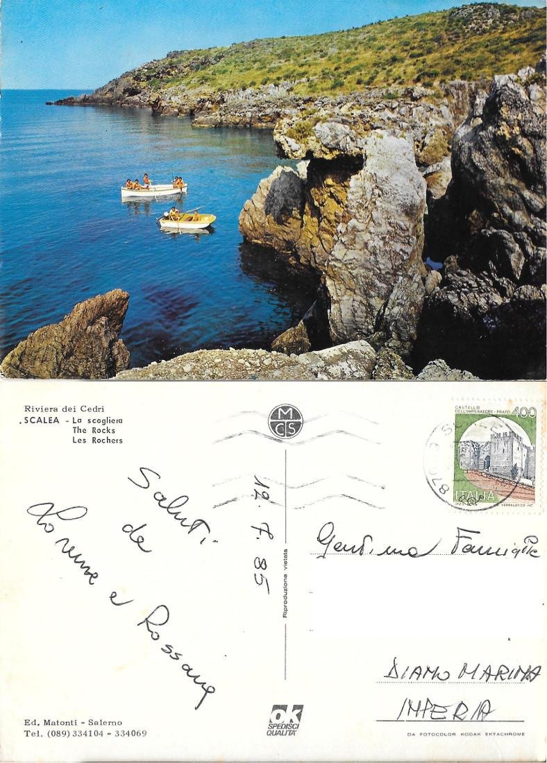 Scalea (CS). La scogliera. Viaggiata 1985