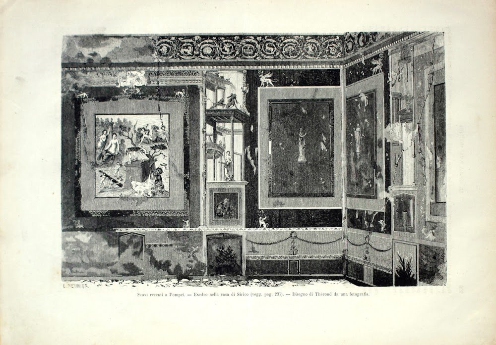 Scavi recenti a Pompei. Exedro nella casa di Sirico. Stampa …