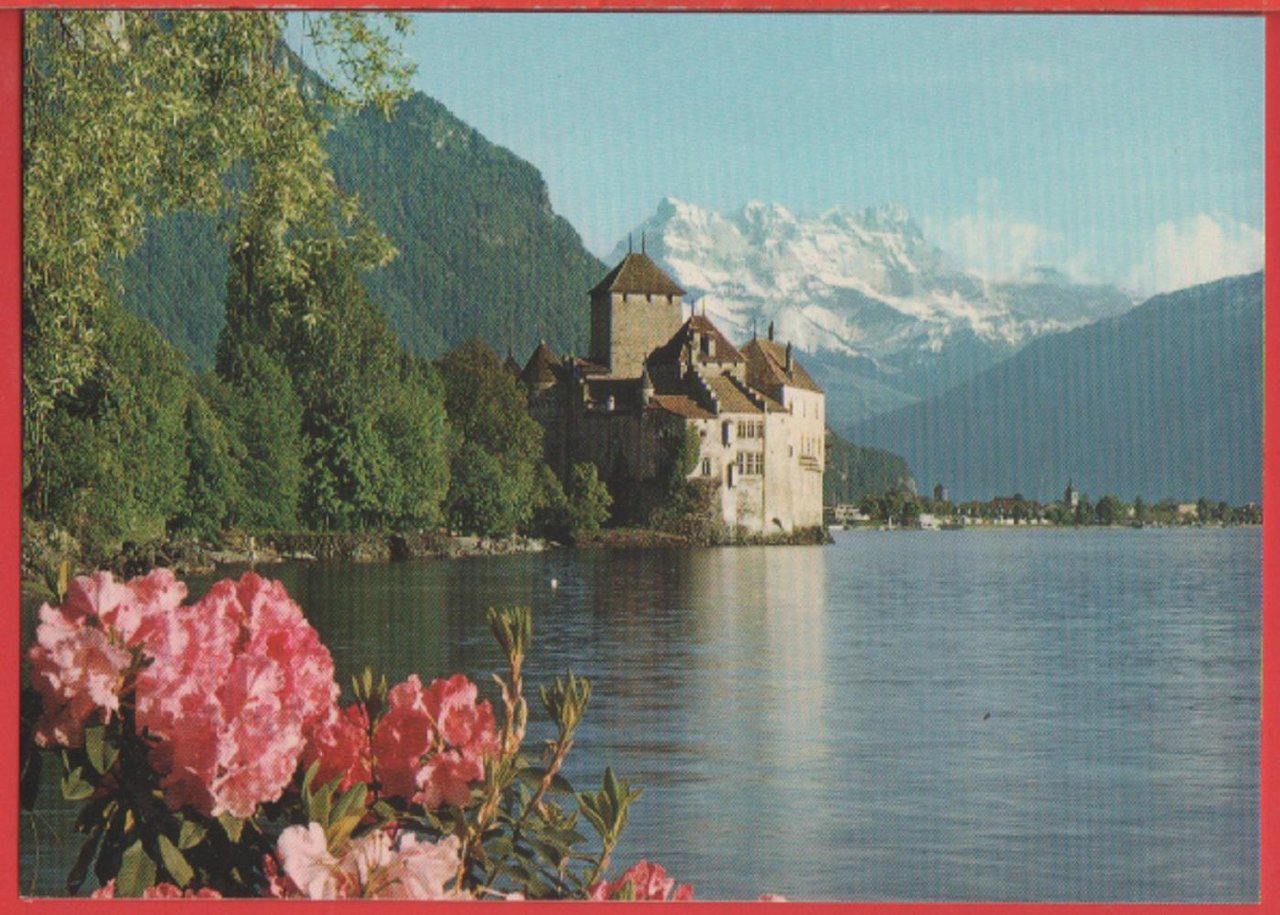 Schloss Chillon bei Motreux. Mit Genfersee und Dents.du-Midi