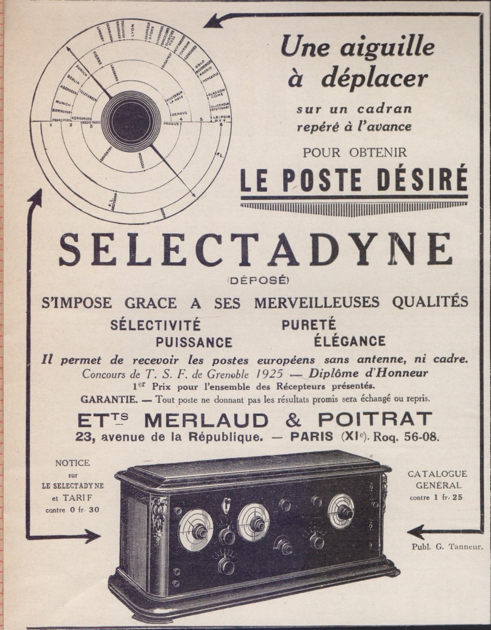 Selectadyne le poste desire. Advertising 1926